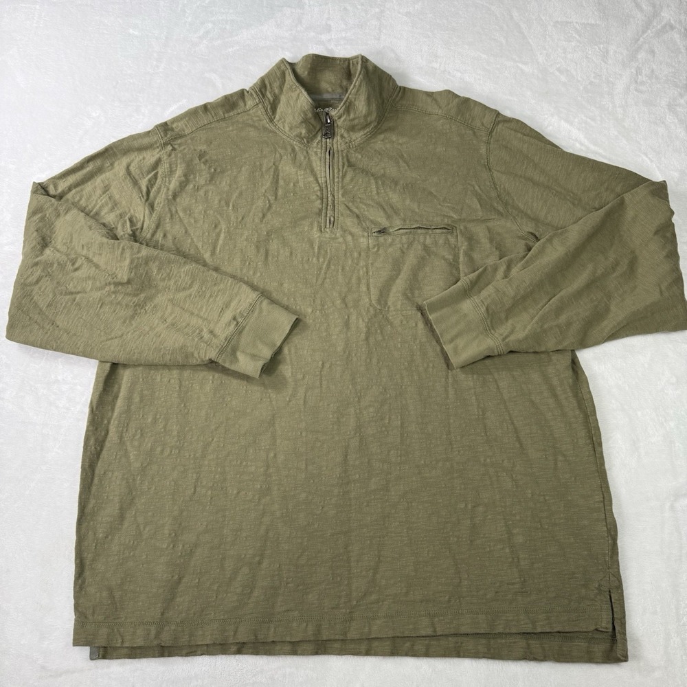Eddie‎ Bauer Shirt 100% Organic Cotton XL 1/4 Zip Pullover Midweight Outdoors